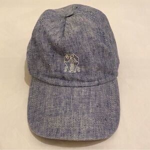 BRUNELLO CUCINELLI Blue Lined Adjustable Hat Baseball Cap w/Logo Size M